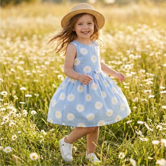 H&M Other - H&M Girls Blue Daisy Floral Print Sundress Size 4-5Y